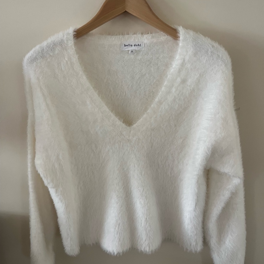 Bella Dahl Women's White Fuzzy Sweater